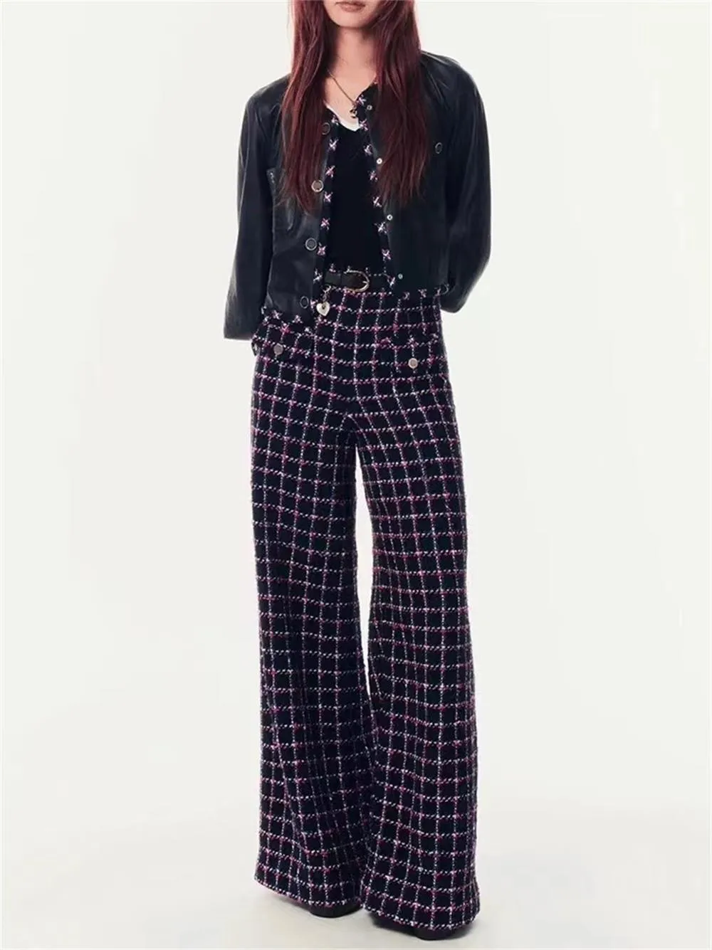 Chan 2025 new women pants fashion womens straight pants hight quality tweed pants women wide-leg pants flare pants cargo pants plus size womens clothing designer