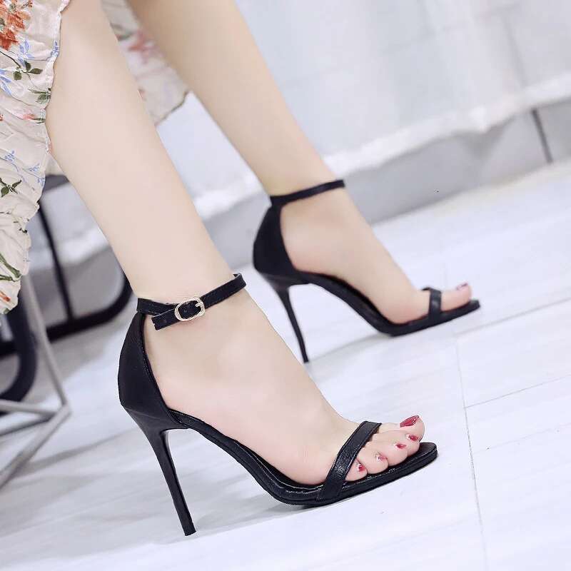 Toe Summer Open Solid Color Simple Elegant Fashion Sandals for Women New Sexy Pin Buckle Comfortable Banquet Party High Heels