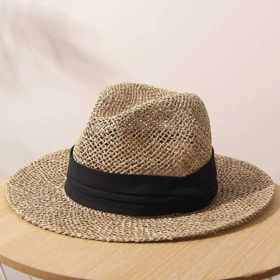 summer str hat for women ladies Luxury Sun hat Fedora summer hat beach hat French Panama hat Wide Brim men c colorful stripXJ250304