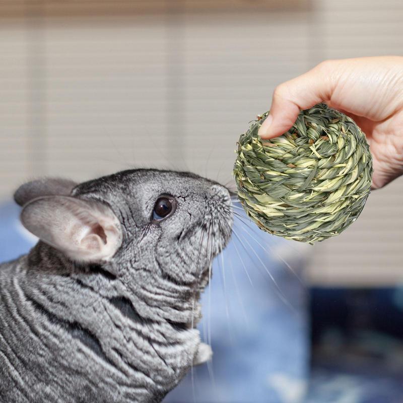 Bunny Chew Toys For Rabbits Teeth Guinea Pig Grass Ball Bite-Resistant Treats For Guinea Pig Rabbit Squirrel Hamster Chinchilla