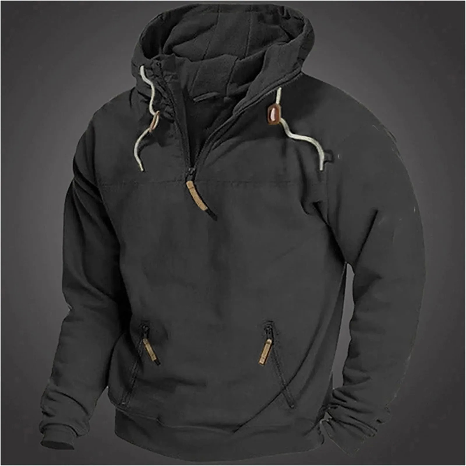 Sweatshirts For Men Mens Autumn And Winter Oversize Loose Plus Size Half Zipper Hooded Pullover 250304