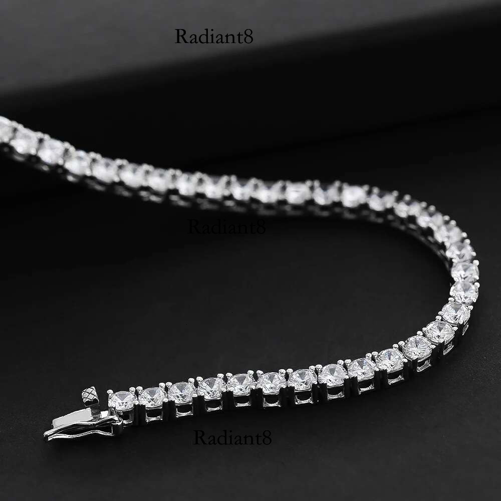 OEVAS 100% Sterg Sier Full 3mm/4mm High Carbon Dia Tennis Chains Necklace Sparkg Party Fine Jewelry Gifts