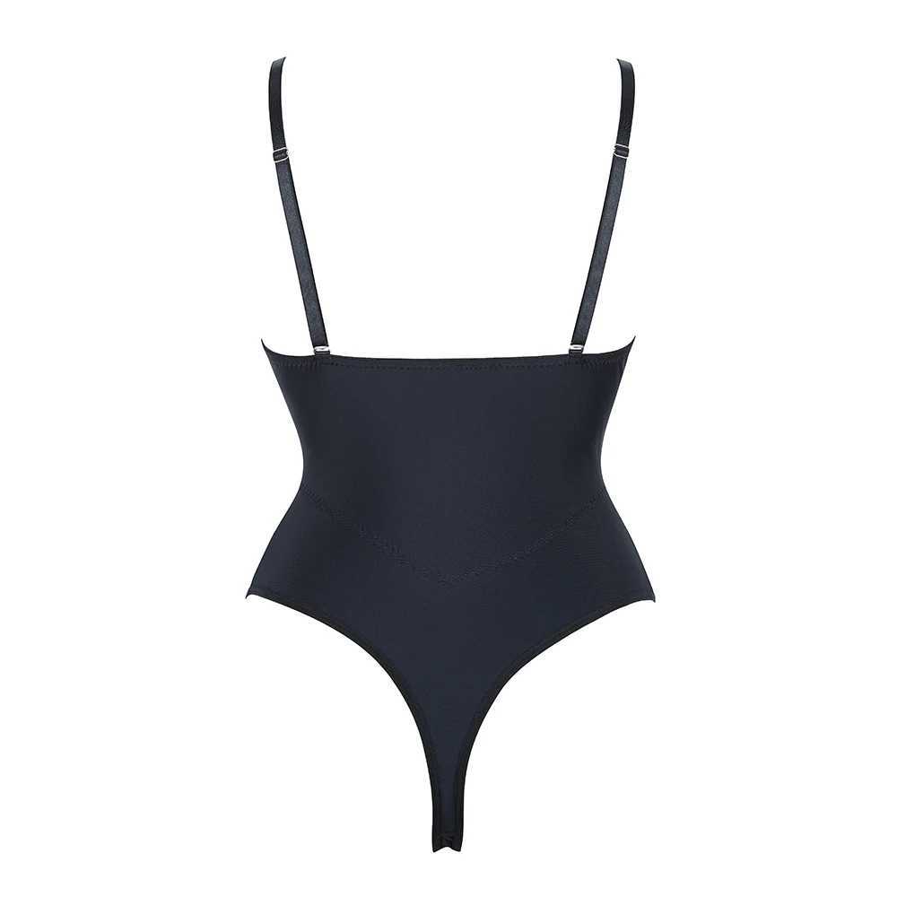 Womens Body Shaper Compression Bodysuit One Piece Backless Shapewear With Bra Corset Slimming Underwear Black BeigeXJ250304