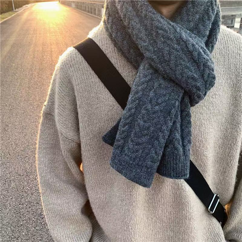 T213 scarf men's winter 2025 new style for boyfriend knitted wool hand-woven boys young men's neck scarf