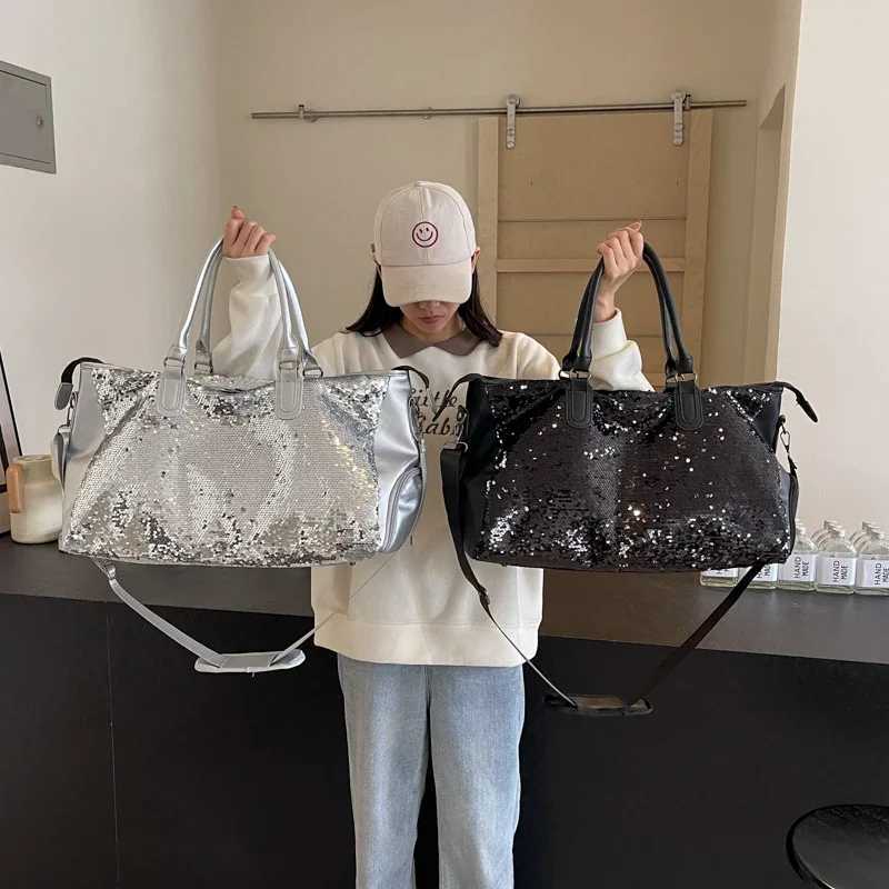 Large Capacity Sequin Fashion Travel Bag Multi-Zone Personalized PU Solid Handbag 2024 Hot Sale Bags for Women Bags Y250304