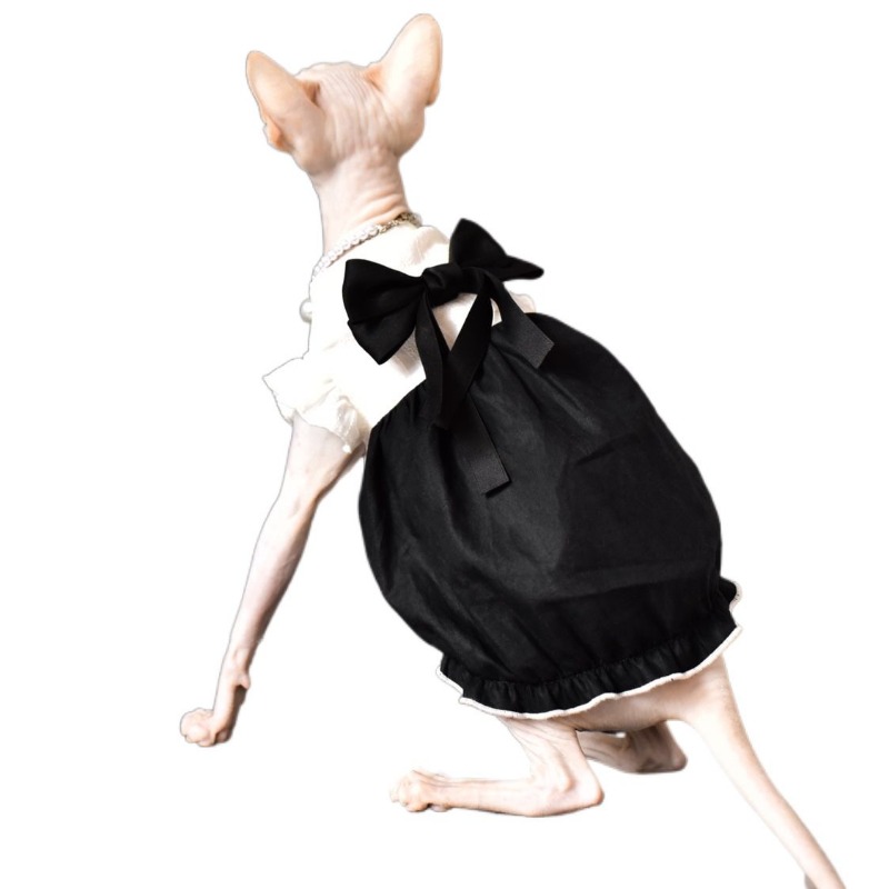 Sphinx Hairless Cat German Cat Cat Clothes Pure Cotton Summer Thin Breathable Cute Black and White Skirt
