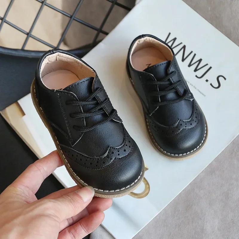 High Quality Children Leather Shoes Boys Sneakers Breathable Baby Toddler Flat Lace Up Leisure Sneaker C12214 250303