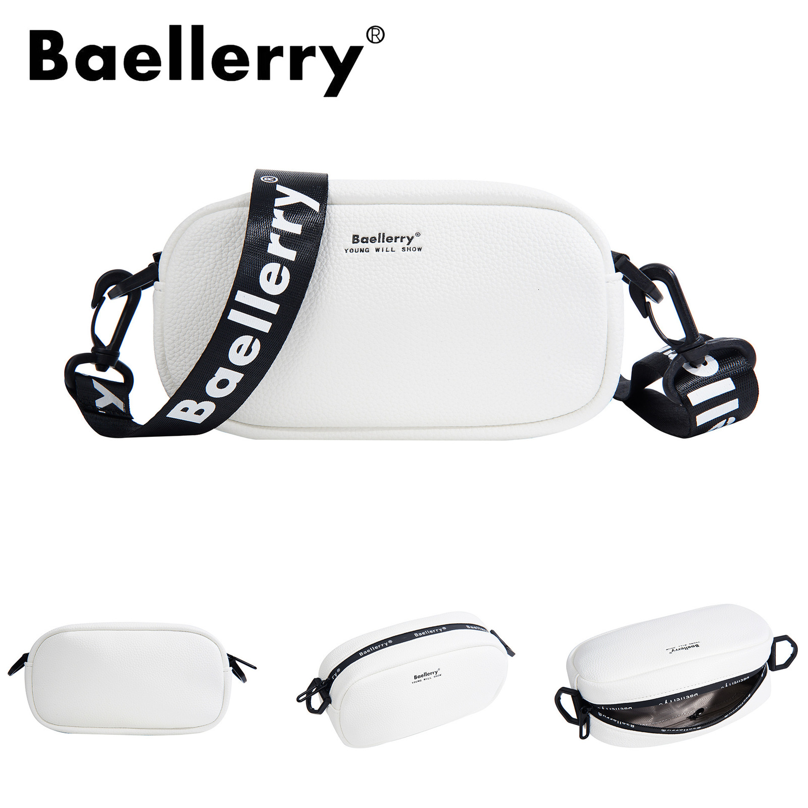Baellerry womens wallet fashionable lychee pattern solid color shoulder bag large capacity high-end small square bag 250304