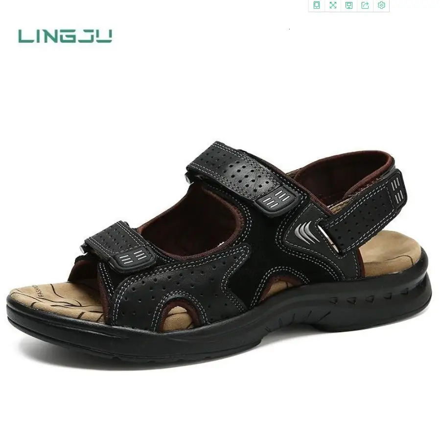 Camel Summer Leather Mens Sandals Trend Dual-use Leisure Beach Mens Flat Sandals Shallow Casual Shoes 250303
