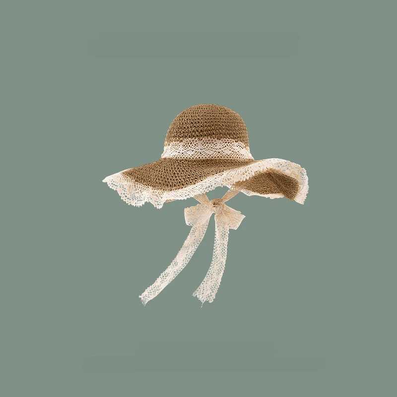 Women Sun Hat Wide Large Brim Beach Hats Womens Summer Str Hat Foldable Sun Hat Cheau Femme Beach UV Protection CXJ250304