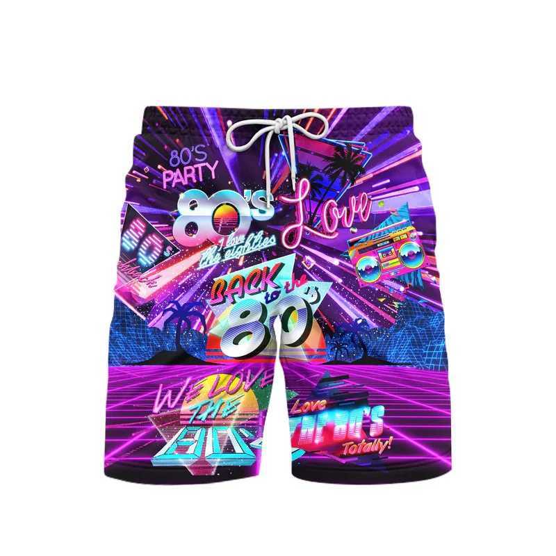 80s Style Music Party Beach Short For Mens Clothing Trend Vintage 3d Print Shorts Hip Hop Street Sport Casual 2025 New PantsT250304