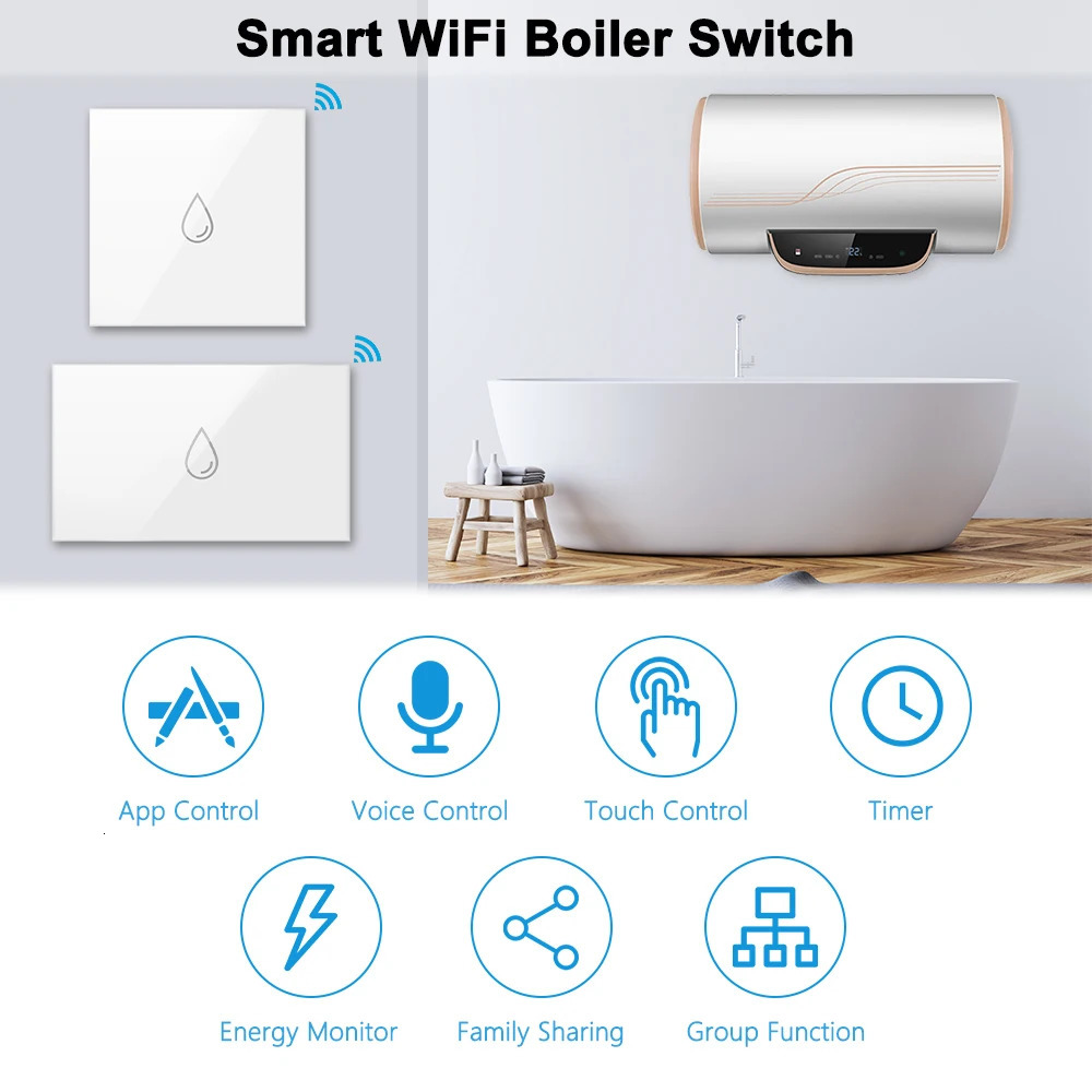 LoraTap WiFi Boiler Water Heater EU US IL Switch Tuya Smart Life App Remote Control Energy Monitoring Voice Google Home Alexa 250303