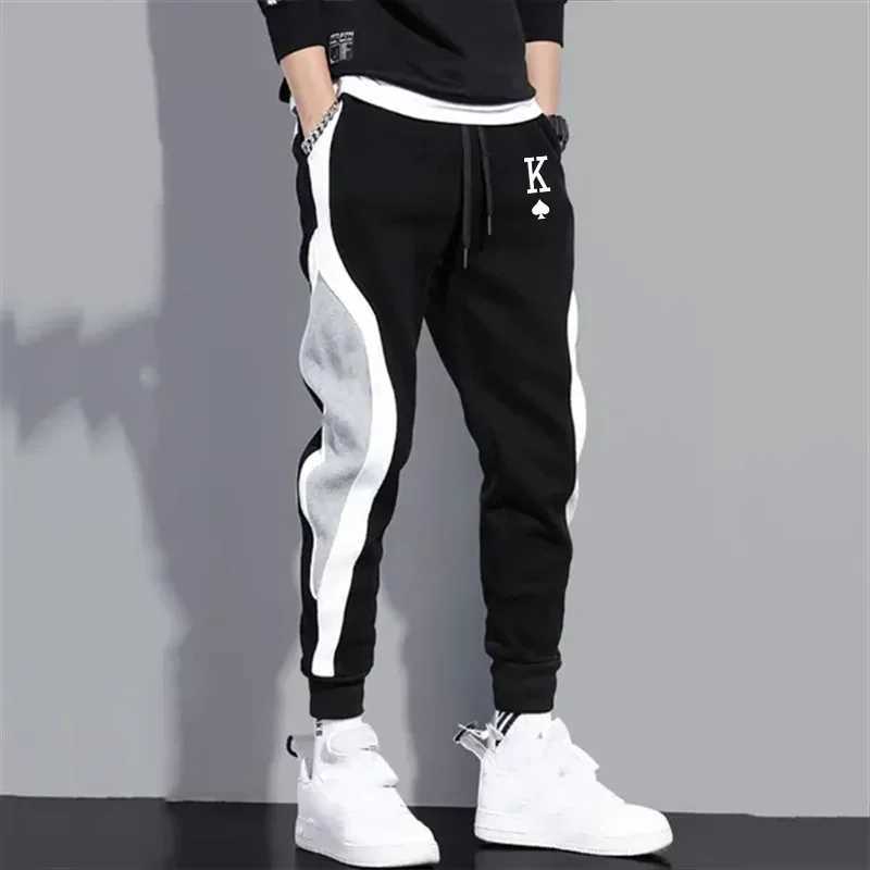 Mens Casual Sweatpants Fashion Black Gray Color Matching Fashion Spade K Printing Casual Pants Jogging Pants Casual PantsXJ250303