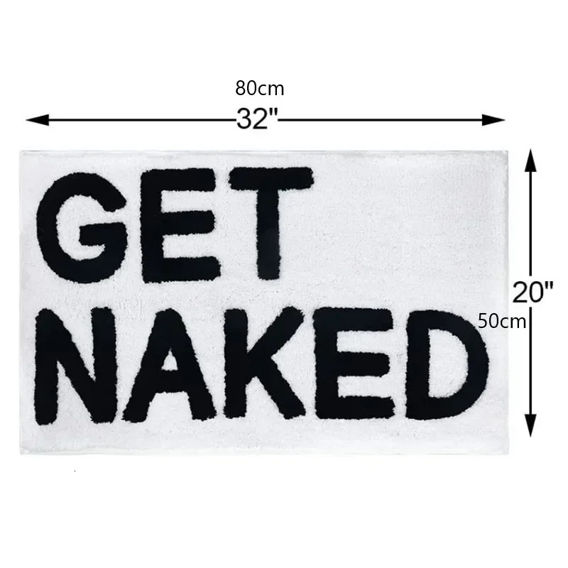 AISIRUI Get Naked Bath Mat Bathroom Rugs for Bathtub Cute Apartment Decor Tufted Black and White Shower 250303