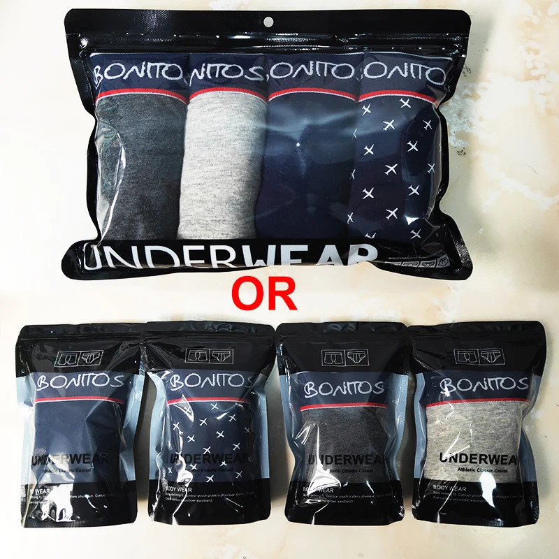 4pcs black Mens Underware Men Boxer shorts Cotton Underwear for man Boxers Sexy Male Underpants Mens Panties 250303