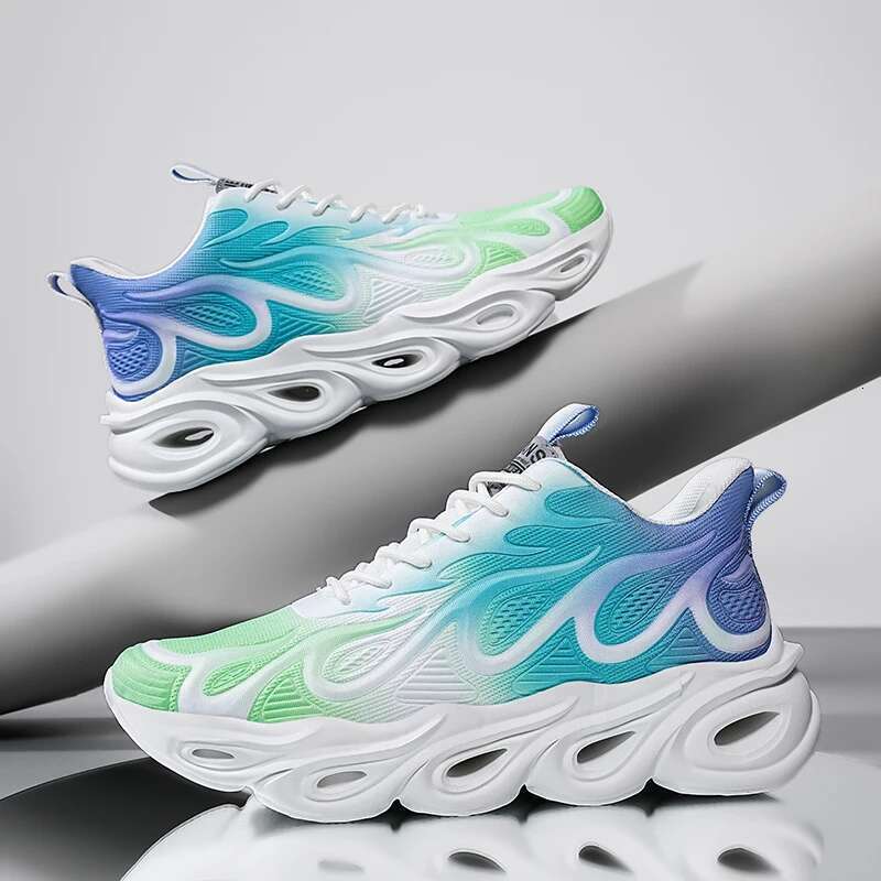 Mens Running Big Size Outdoor Sports Breathable Flat Soft Cushioning Walking Shoes 2025 Trendy Mesh Sneakers Man