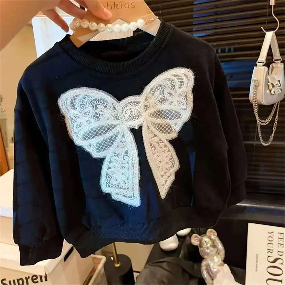 Girls Bow Sweatshirt Spring Autumn Kids Baby Fashion Long Sleeve Pullovers Casual Hoody Tops 2025 New Teenager Children Clothes