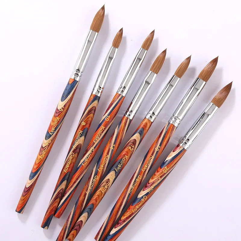 Tianmi 100% pure Kolinsky nail brush bar wooden nail pen UV gel polishing extender hand painting brush 250304