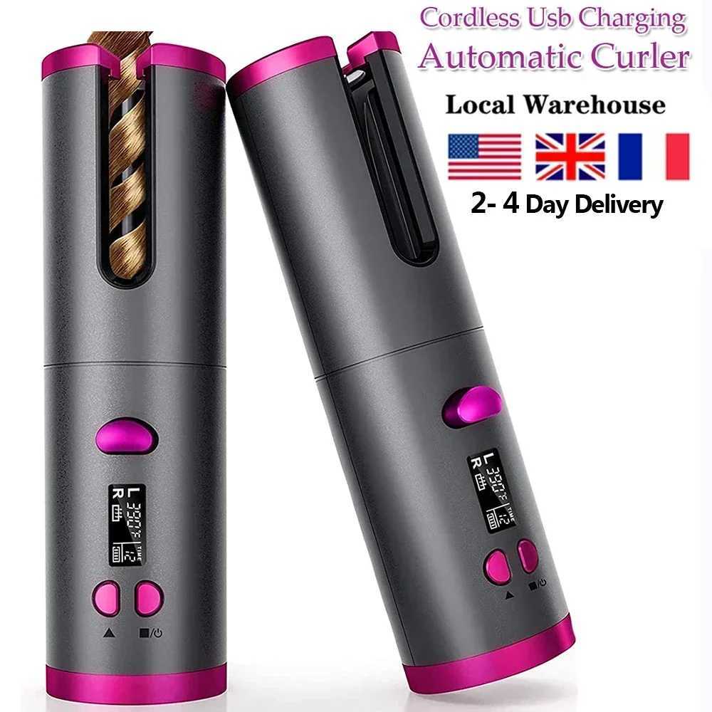 Curling Irons Cordless Automatic Hair Curler Portable Wireless USB Rechargeable Auto Rotating Ceramic Wand Curling Iron Hair Styling Tools z250304