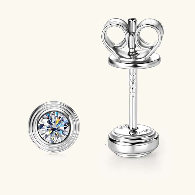 IU D0.10CT Moissanite Dia Round Stud Earrings Sterg Sier Original Fine Jewelry for Women Girls Anniversary Gifts