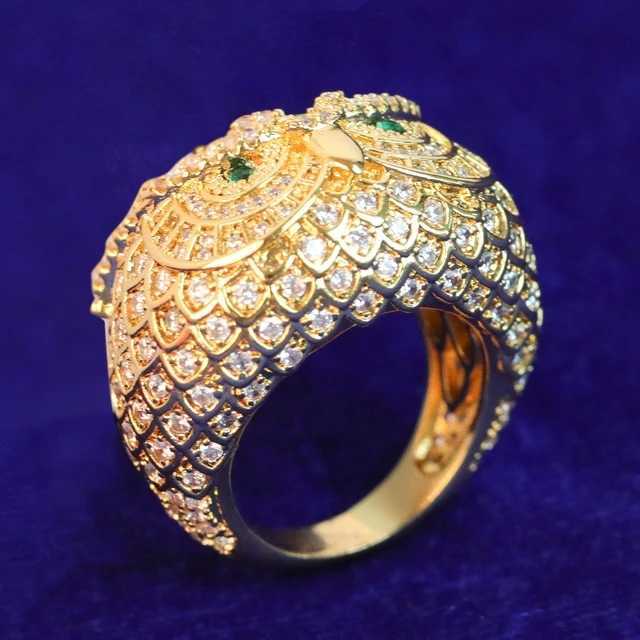 Couple Rings Wind hip-hop owl ring real gold electroplating fashionable and personalized trendsetter ring H25303
