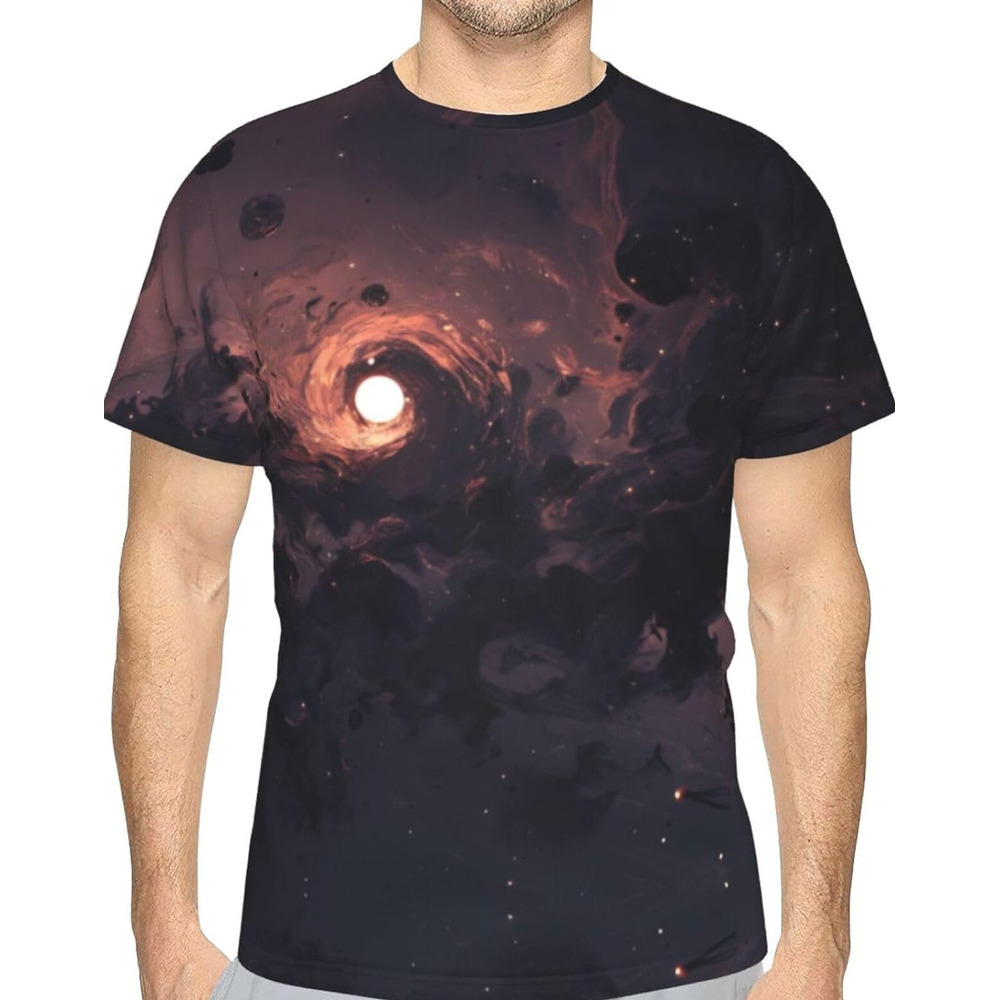 Mens T shirt Cosmic Black Hole 3D Printed T-Shirt for Men and Women - Dark Space Graphic Casual Trendy Crew Neck Tops Tee tee Casual tops summer cloth