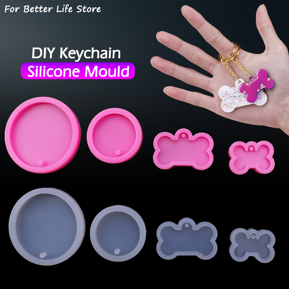 1Pcs DIY Dog Tag Bone Shaped Keychain Casting Soft Silicone Mould Crafts Key Chain Pendant Making Tools Crystal Epoxy Resin
