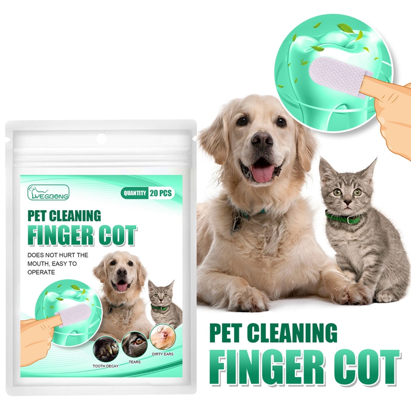 20pcs Pet Disposable Cleaning Wipes Dog Teeth Cleaning Finger Wipes Cat Ear and Eye Beauty Wipes Cat Hygiene and Beauty Products
