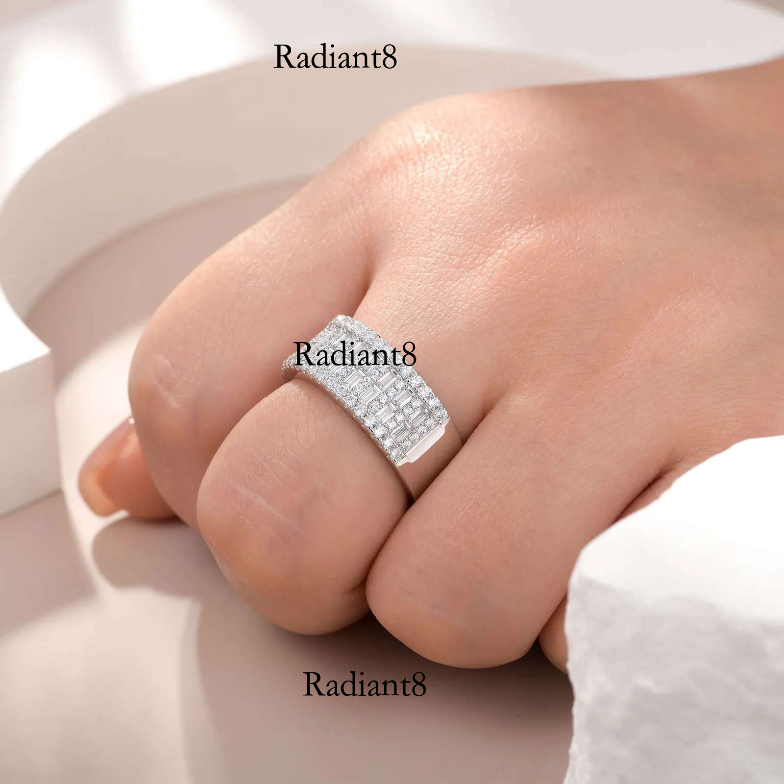 Newshe Wide Wedding Bands for Women Sterg Sier Engagement Rings Half Eternity AAAAA Cubic Zircon Jewelry