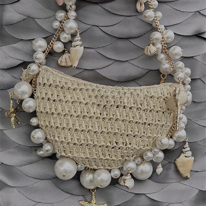 Lady Evening Bags For Women y ner Handbags And Purses In Woven Chain Beaded Trim Shoulder Bag w250303