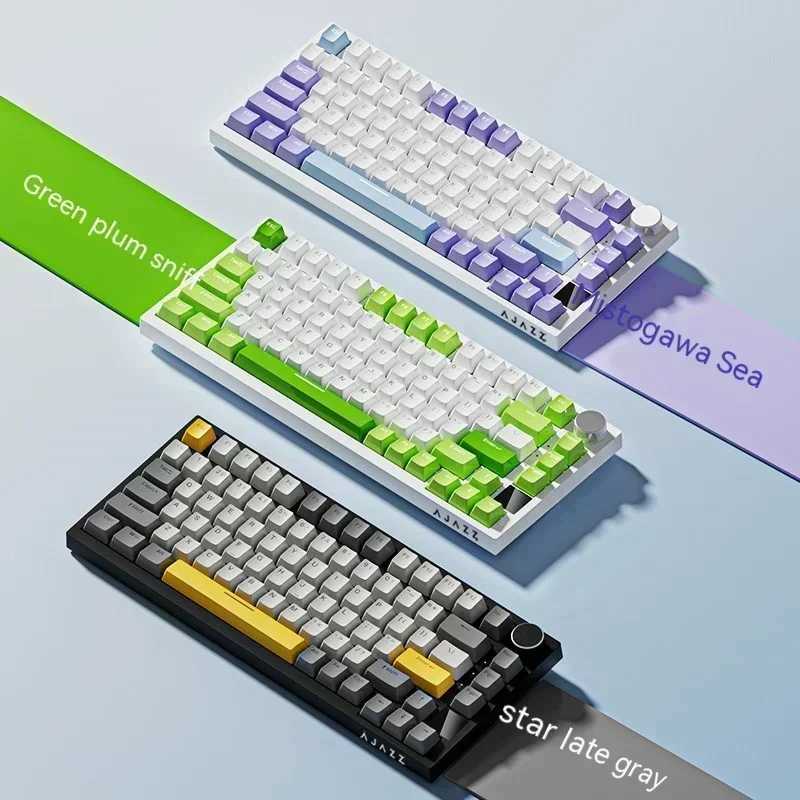 AJAZZ AK820 Pro Three Mode Hot Swap Custom Mechanical Keyboard TFT Screen Gasket Multifunctional Knob Gaming Keyboard RGB Office Z250304
