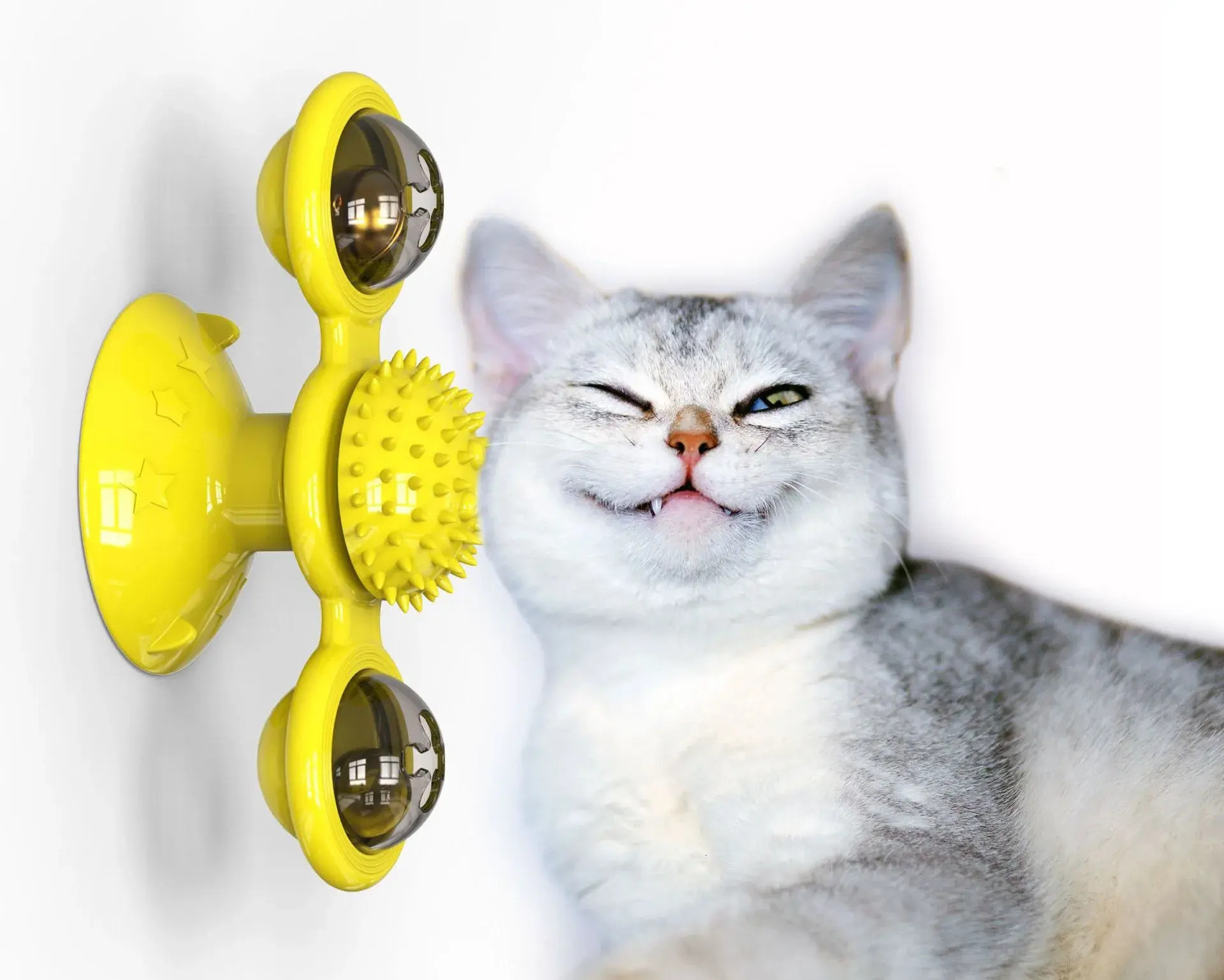 Update 2025 New Popular Windmill Spinning Toy Wheel Teasing Scratching Tool Cat Brush Pet Interactive Supplies Wholesale Free Shipping