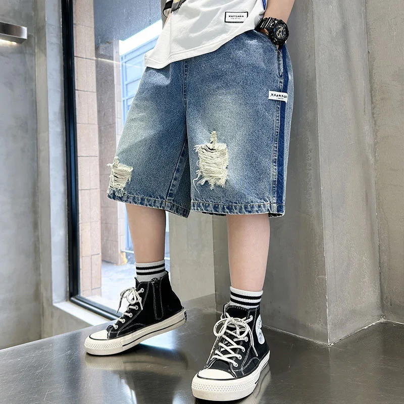 Summer Teenage Boys Denim Shorts Fashion Korean Version Kids Short Pants 4 5 6 7 8 9 10 11 12 Years Childrens Clothing 250303
