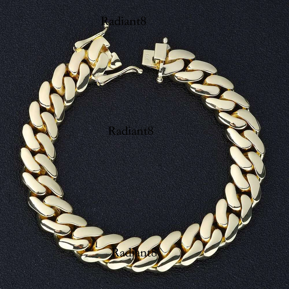 12MM Brass Choker 14K Solid Gold Plated Miami Cuban k Chain Necklace Men Women Hip Hop Monaco Jewelry with Deep Carving 14k