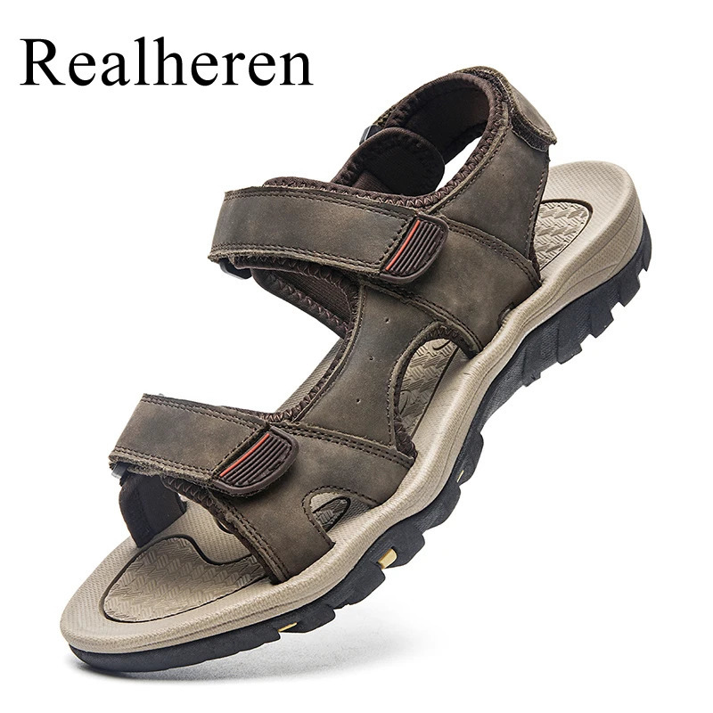 Genuine Leather Sandals For Men Outdoor Shoes Summer Beach Sandalias Hombre Verano Sandale Homme Big Size 47 48 250303