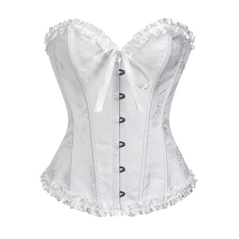 Womens Vintage Lace Corset Top Sexy Boob Gathering Waist Corset Front Buckle Tummy Tightening Rubber Bone Bottom ShapewearXJ250304