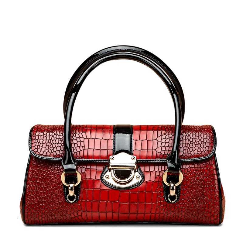 Aidrani New Womens Crocodile Pattern Large Handbag Fashionable Red Bag Made of Cowhide Material Z250303