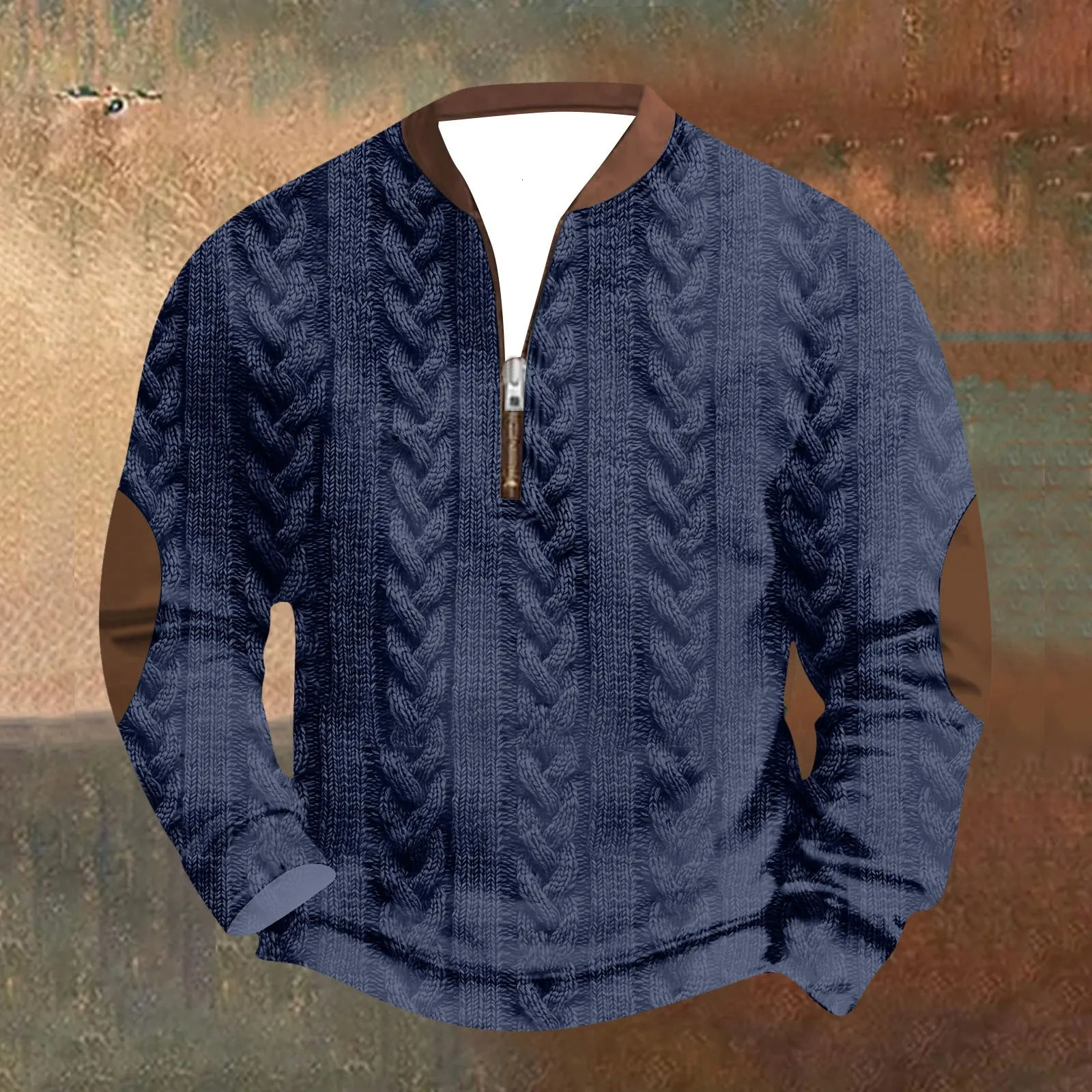 Mens half zip hooded 2024 fashionable outdoor casual long sleeved textured standing top baseball sports shirt 250304