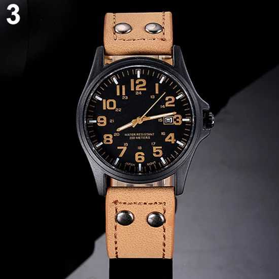 Mens date Arabic numeral dial artificial leather strap sports quartz watch relogio erkek saatiXJ250304