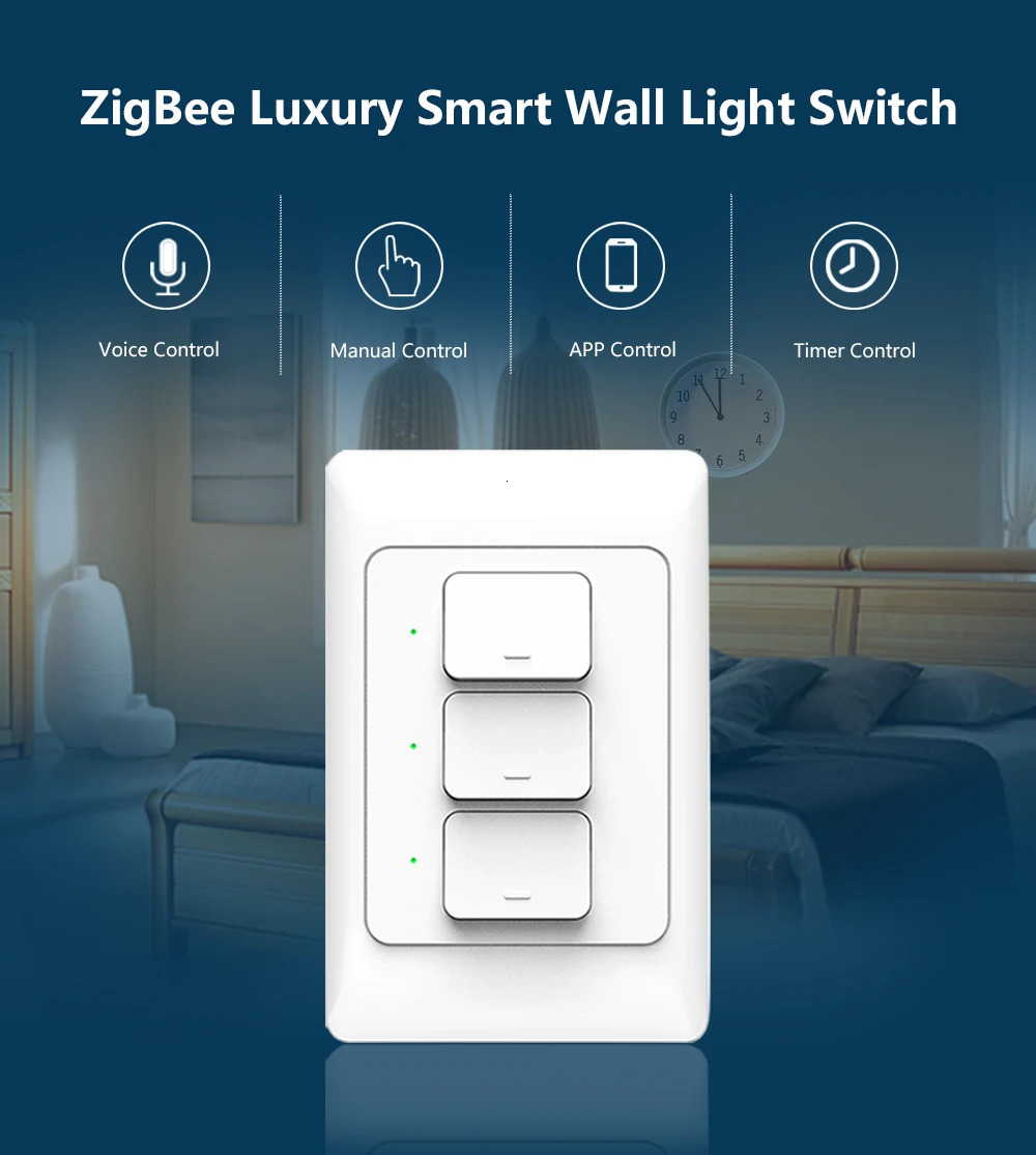 Tuya Zigbee3.0 Smart Wall Switch US AU Wall Push Button Physical Switches Smart Wireless Voice Remote Control Google Home Alexa 250303