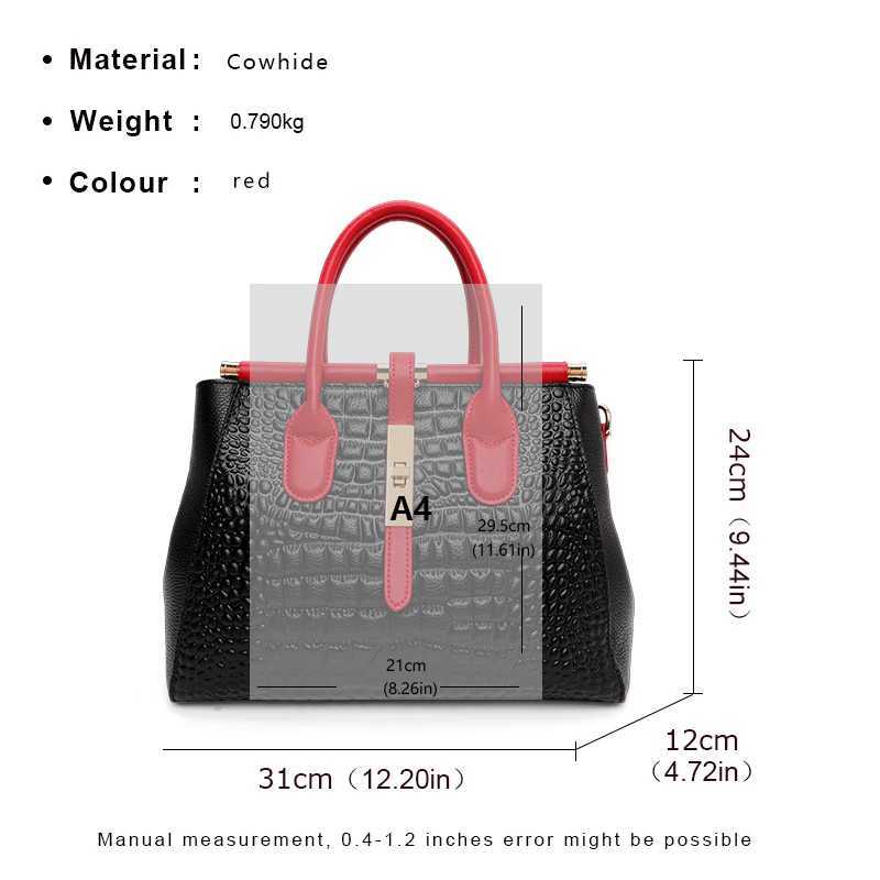 Aidrani new womens leather bag large capacity color blocking design handbag with crocodile pattern printed on the surface Z250303