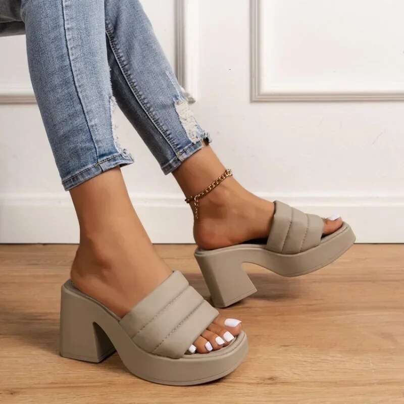 Heels Summer High Slippers Women Chunky Sandals Design New Casual Shoes Platform Sgback Flip ps atos Femme Pumps