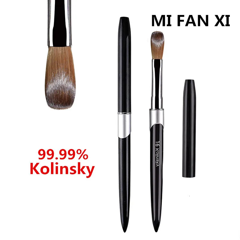 1PC nail brush Kolinsky Sable acrylic brush UV gel carving brush Liquid powder DIY nail painting 250304