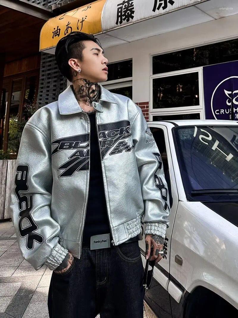 Men's Jackets Autumn Winter Punk Coat Embroidery Motorcycle Suit PU Leather Jacket High Street Retro Niche Silhouette Heavyweight