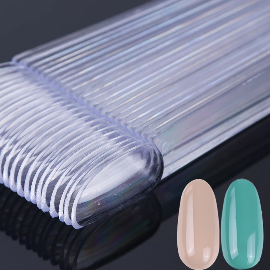 50pcs False Nail Display Tips Clear Nature Color Chart Oval Fan Style UV Gel Polish Shows Palette Practice Manicure Tools 250217
