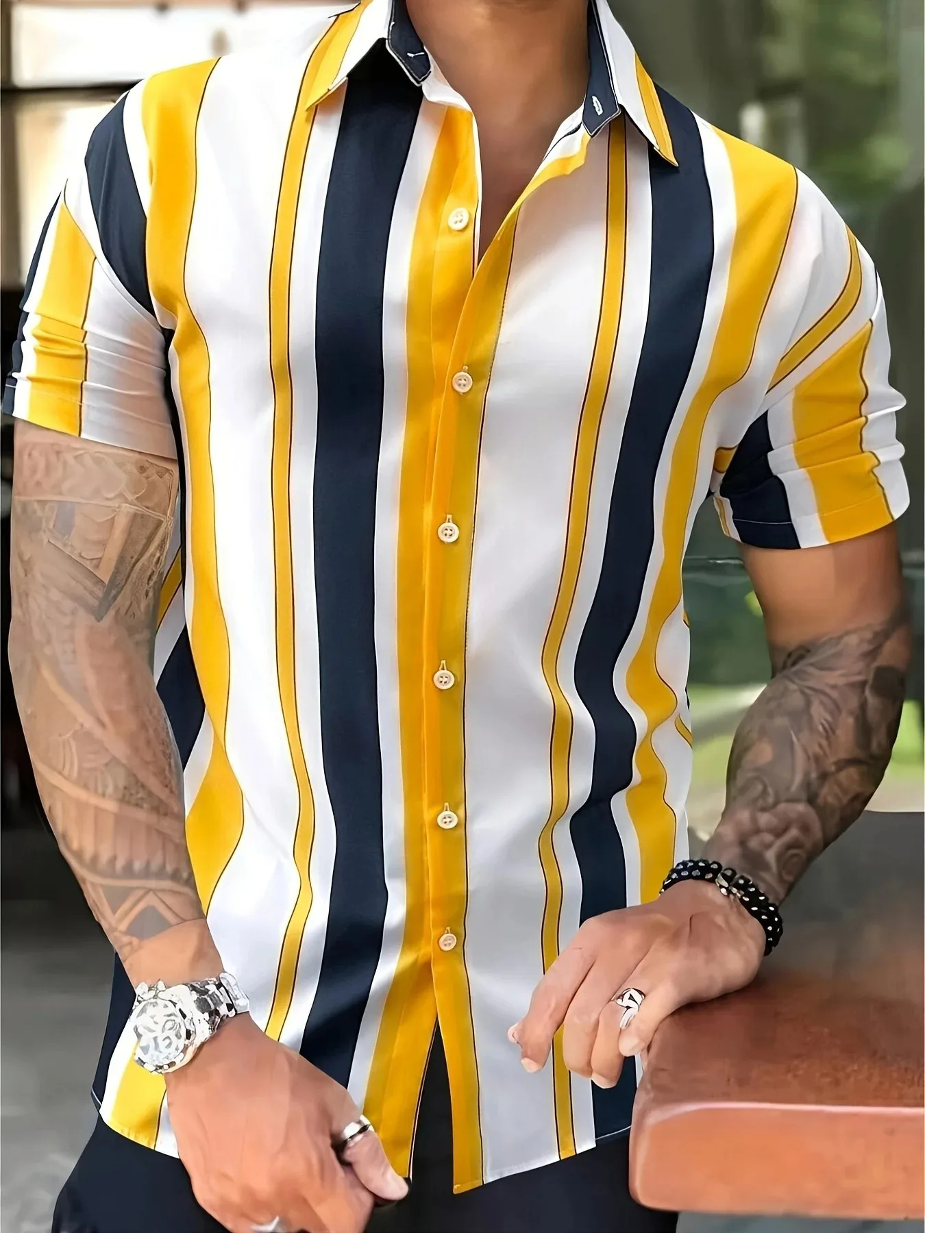 Striped Summer Hawaiian Beach Mens Shirt 3D Printed Clothing Mens Casual Fashion Top 250227