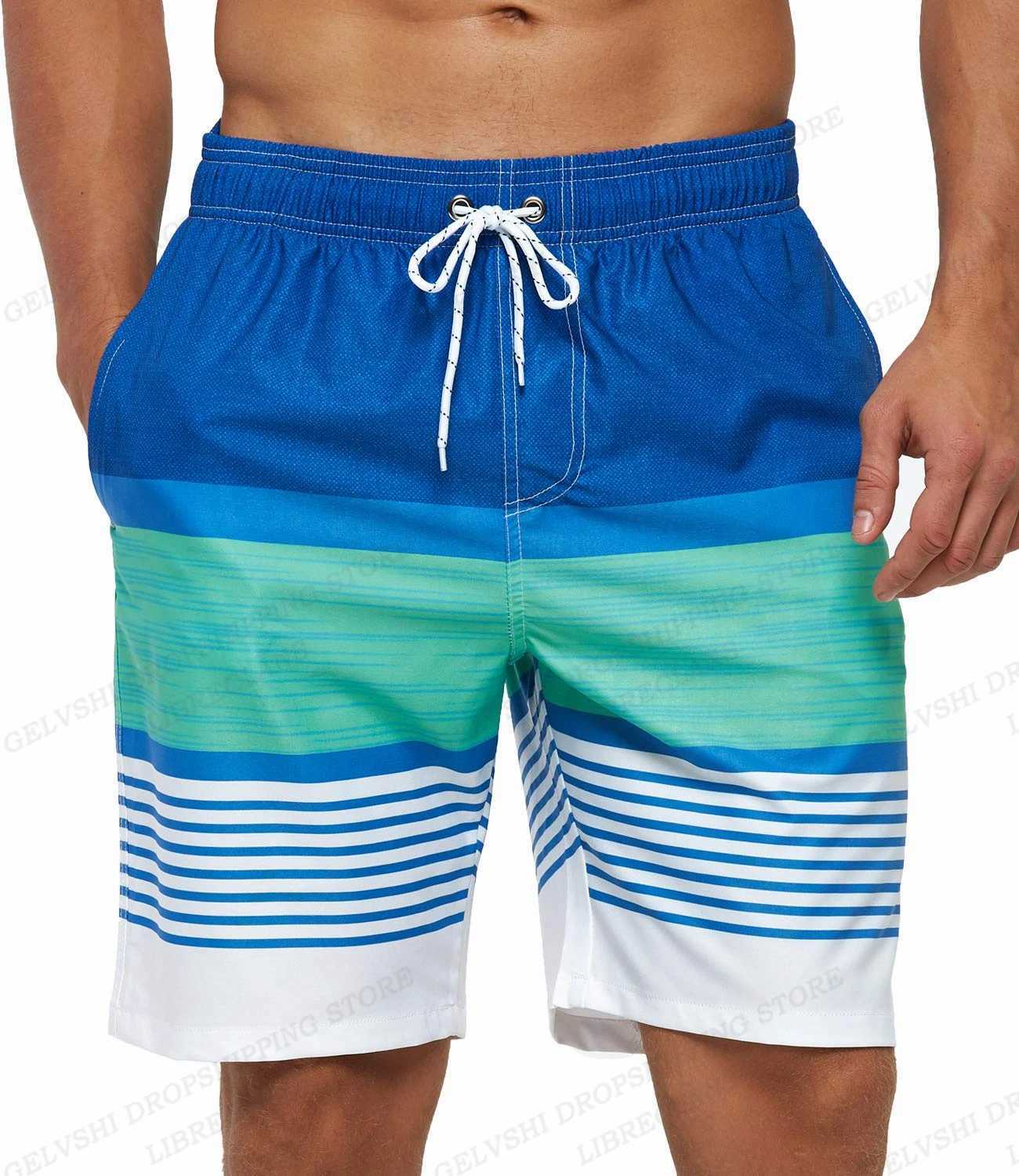 Mens Swimming Shorts Stripe 3d Surfing Board Short Kids Beach Shorts Men Swim Trunks Masculina Sports Fitness Pants Boy BriefsT250304