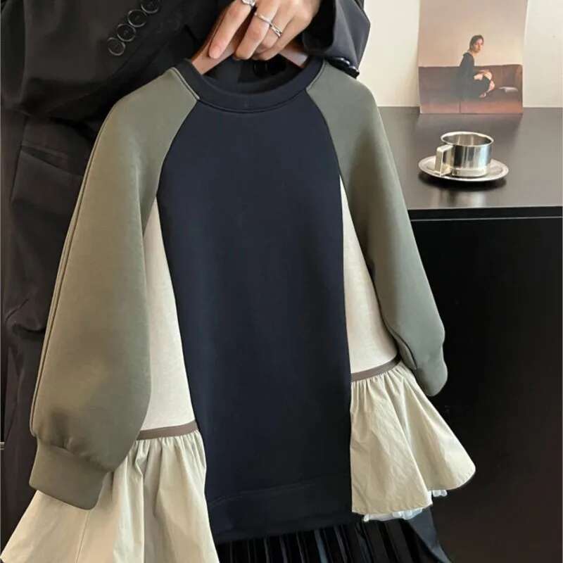 Fashion Girl Boy Cotton Hoodie Dress Infant Toddler Teens Child Patchwork Sweatshirt Long Sleeve Outfit Baby Clothes 1-12Y