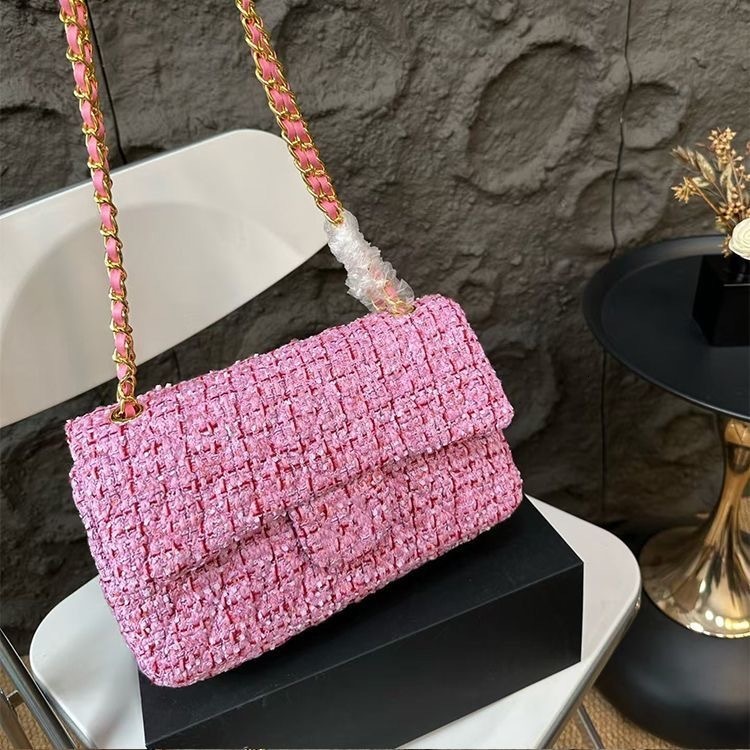 Sqaure Gold Metal Hardware matelasse Chain Crossbody Shoulder bag Ladies Classic Mini Flap Tweed Quilted Bags Turn Lock Handbag