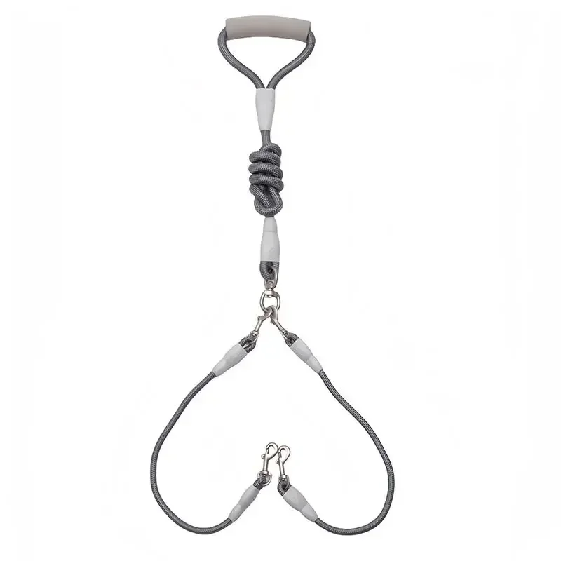 Pet dual head dog walking rope one drag two traction rope anti winding and detachable Leads for Hands Rope for Medium Large Dog